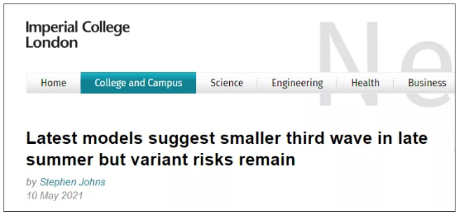 解封1个月，英国疫情没反弹！帝国理工科学家发布关于英国第三波疫情的预测